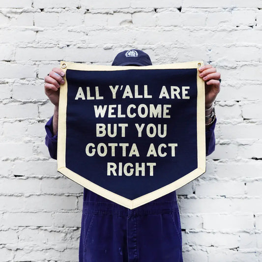 banner - camp flag - all y'all are welcome by oxford pennant