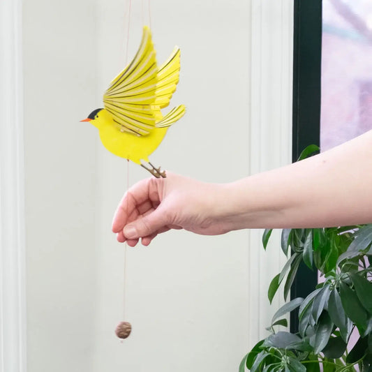 mobile - flying - american goldfinch by tulia's artisan gallery