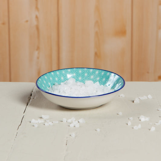 bowl - porcelain dip - aqua stars by now designs