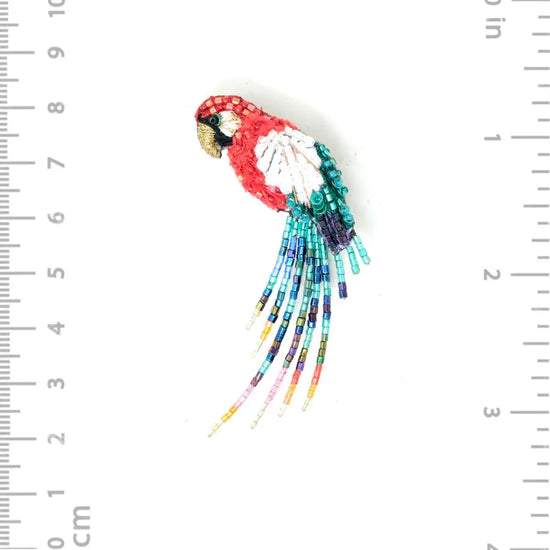 brooch pin - scarlet macaw parrot by trovelore