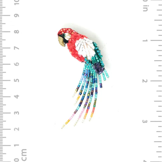brooch pin - scarlet macaw parrot by trovelore