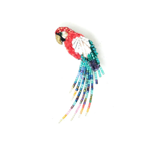 brooch pin - scarlet macaw parrot by trovelore
