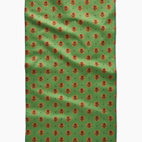 tea towel - microfiber - artisanal floral green by geometry house