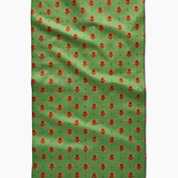 tea towel - microfiber - artisanal floral green by geometry house