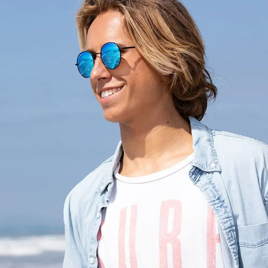sunglasses - ash - matte onyx / ice blue mirror polarized by blue planet eyewear