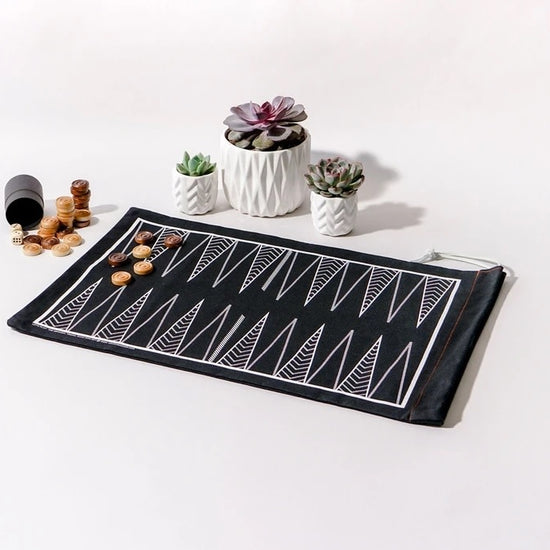 game set - travel bag - backgammon/checkers - black by a summer shop