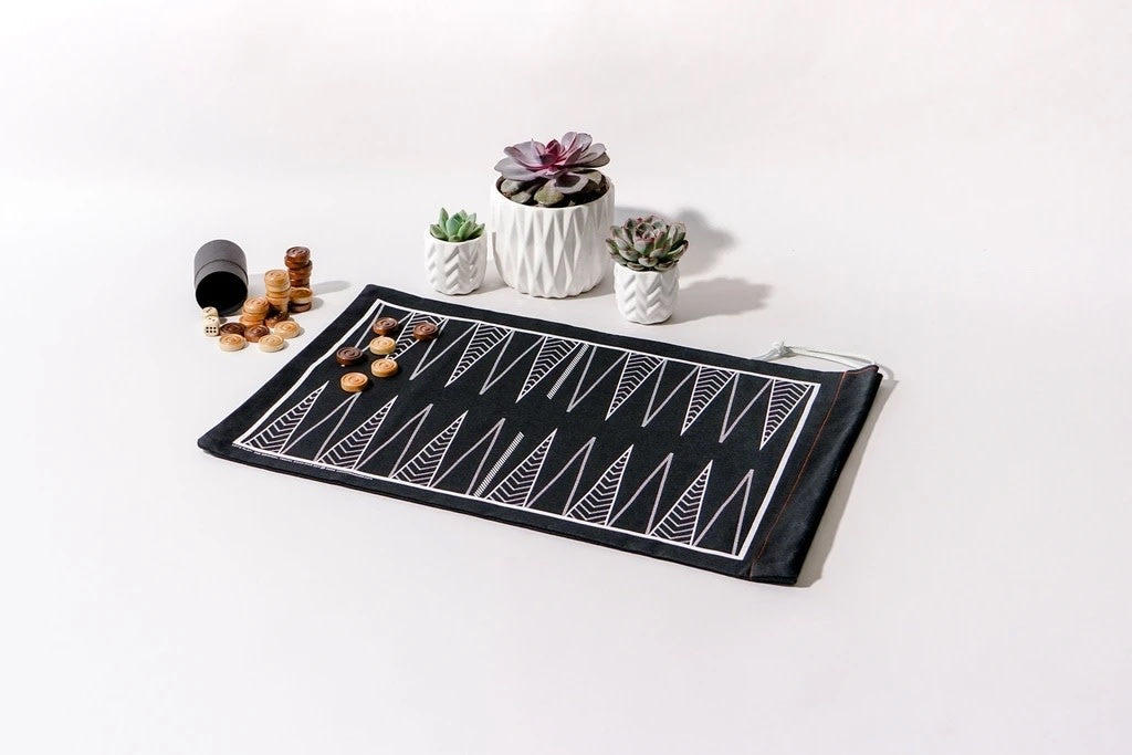 game set - travel bag - backgammon/checkers - black by a summer shop