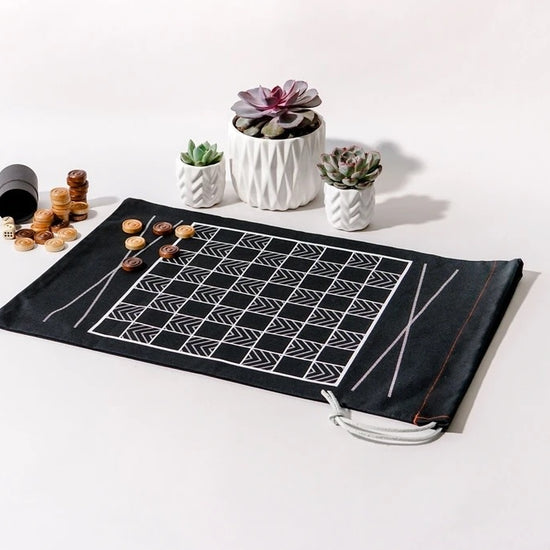 game set - travel bag - backgammon/checkers - black by a summer shop