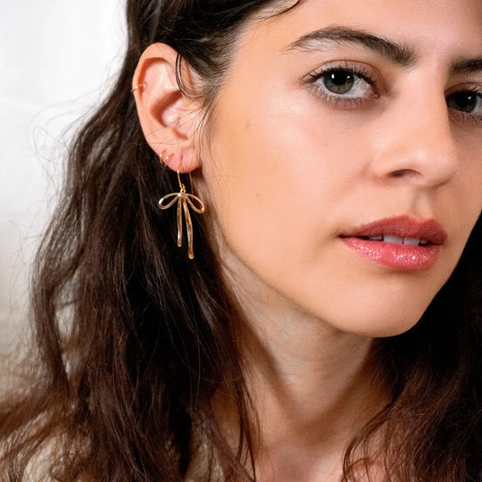 earrings - 18k gold plated - "bad to the bow" by peter and june