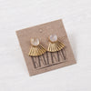 earrings - brass fan studs - moonstone by baizaar