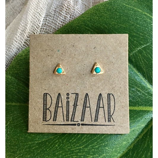stud earrings - turquoise stone droplet by baizaar