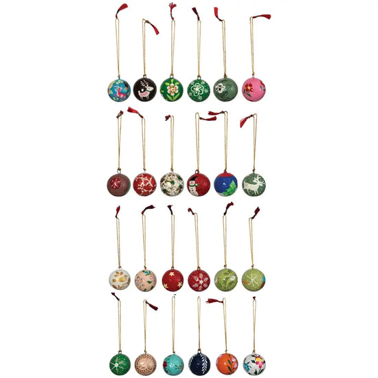 ornament - 1" paper mache ball - hand-painted multicolor assorted by creative co-op