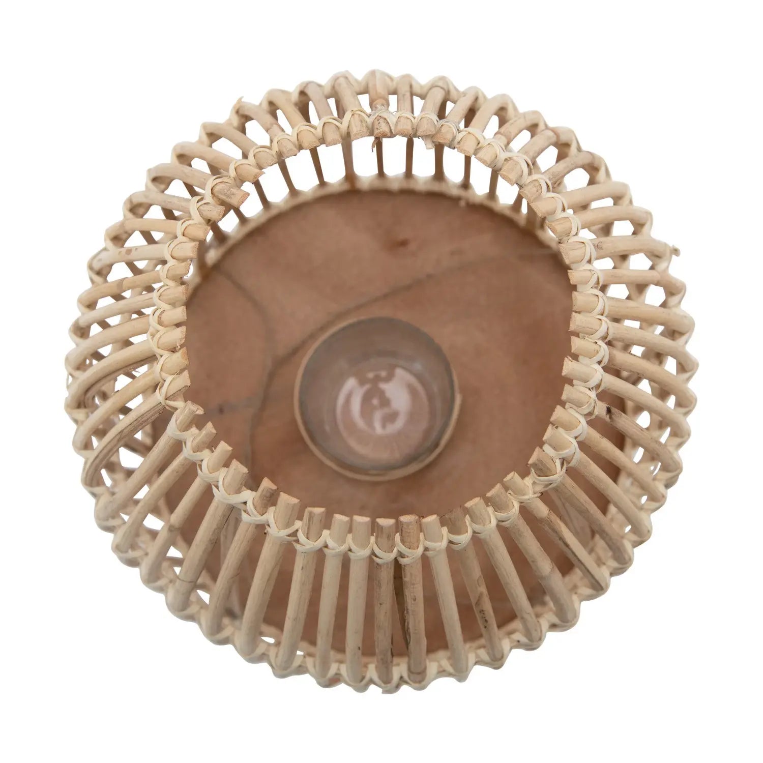 lantern - bamboo + glass votive by creative co-op