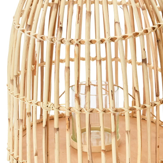 lantern - bamboo + glass votive by creative co-op