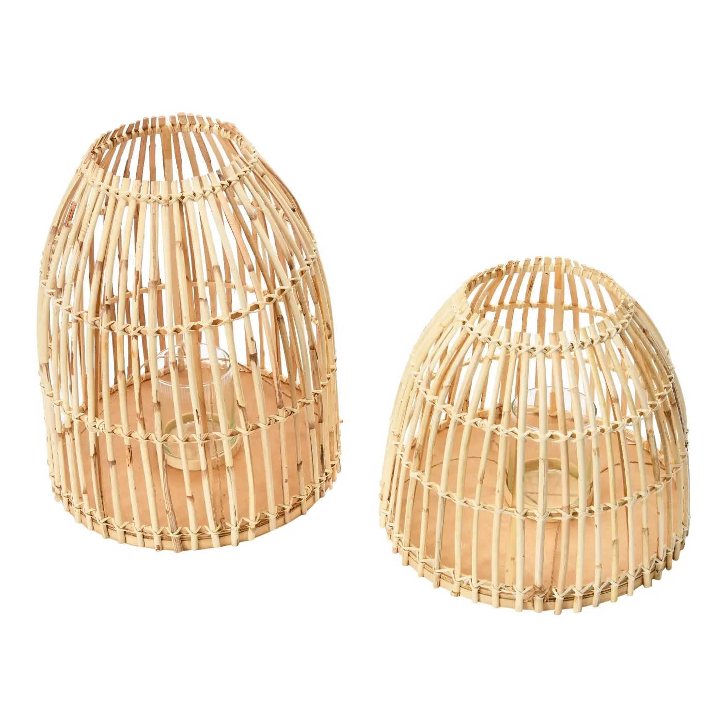 lantern - bamboo + glass votive by creative co-op
