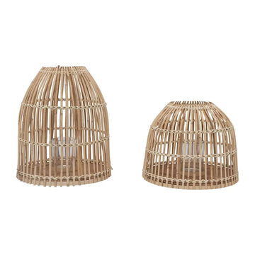 lantern - bamboo + glass votive by creative co-op