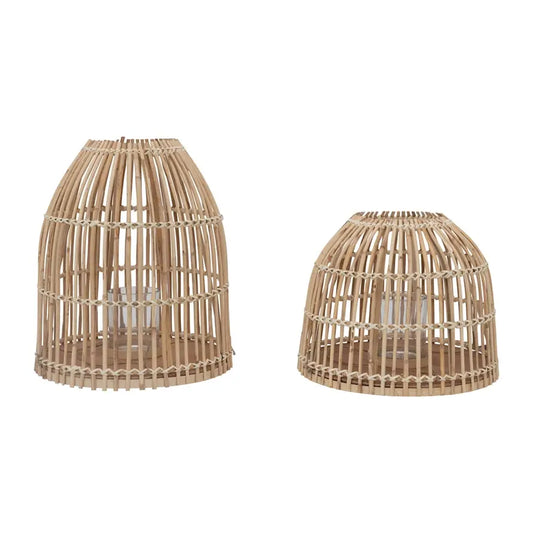 lantern - bamboo + glass votive by creative co-op