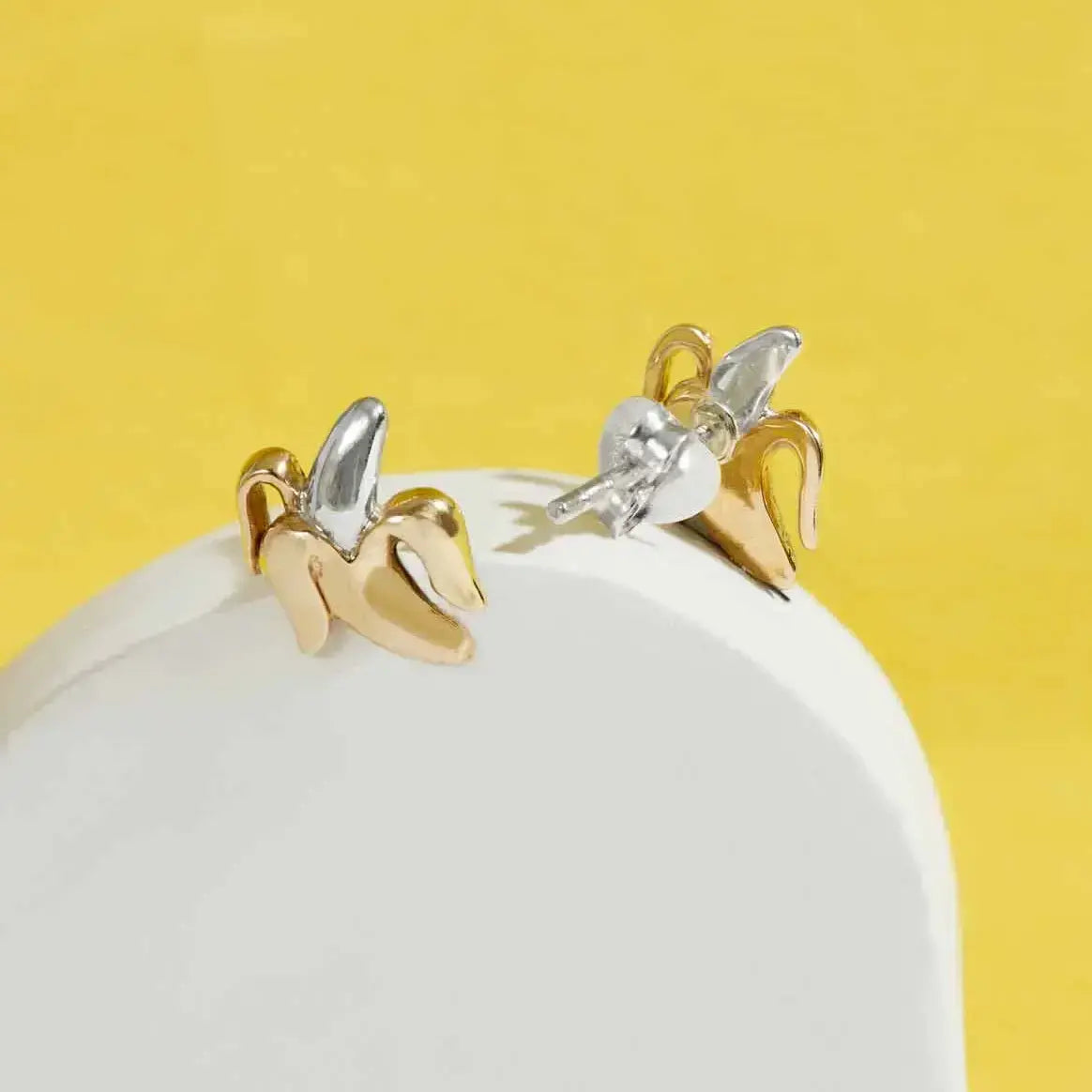 earring single - mixed metal banana post by nina designs