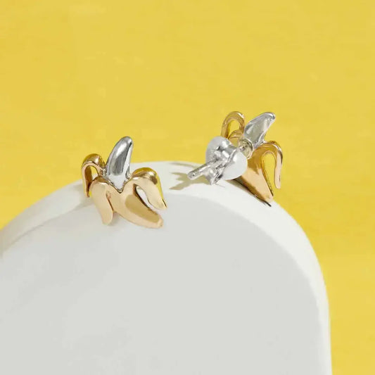 earring single - mixed metal banana post by nina designs