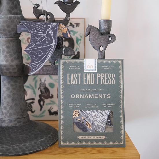 ornaments - recycled cotton paper - bats by east end press
