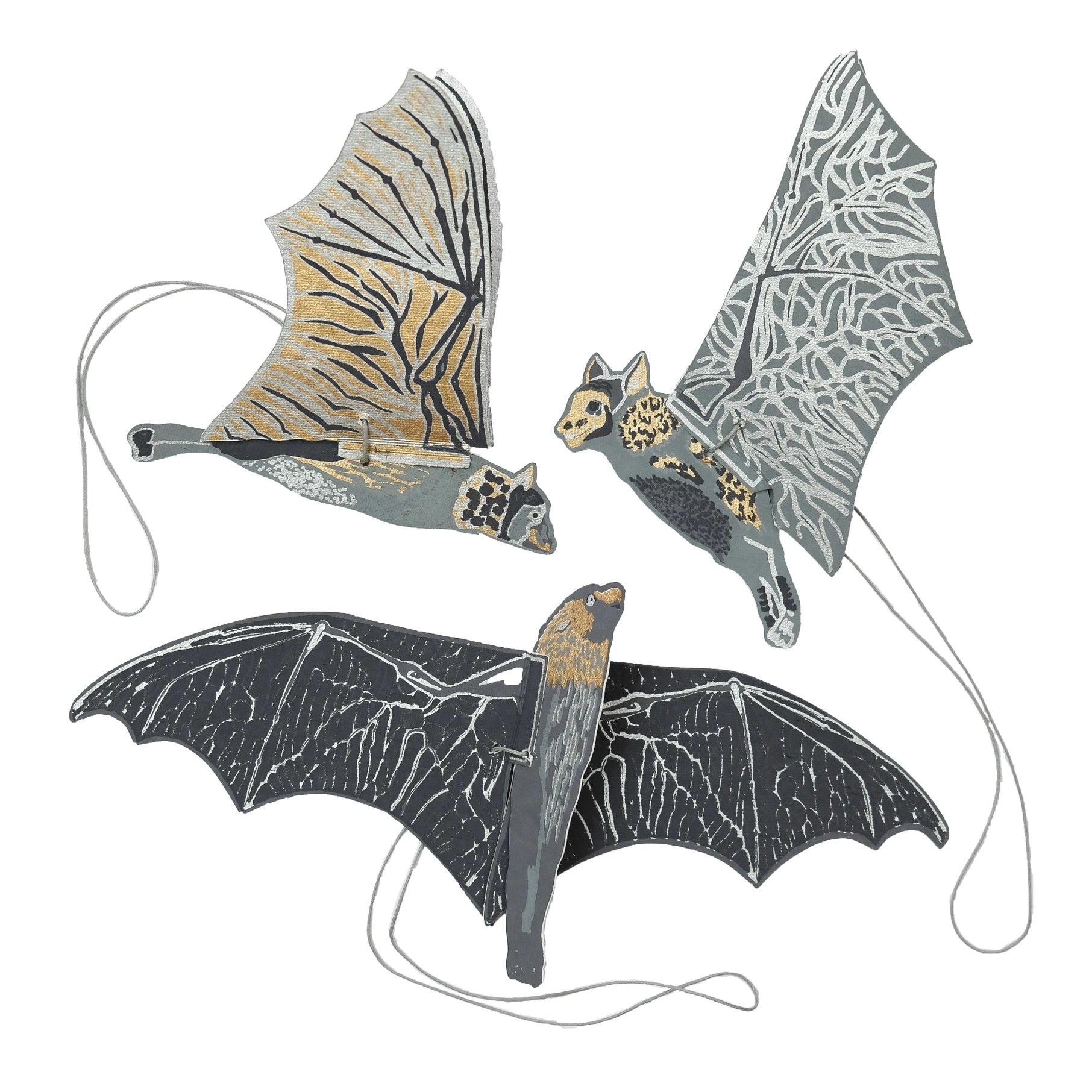 ornaments - recycled cotton paper - bats by east end press