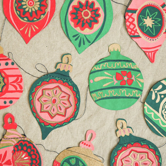 garland - recycled cotton paper - bauble ornaments by east end press