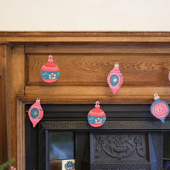 garland - recycled cotton paper - bauble ornaments by east end press