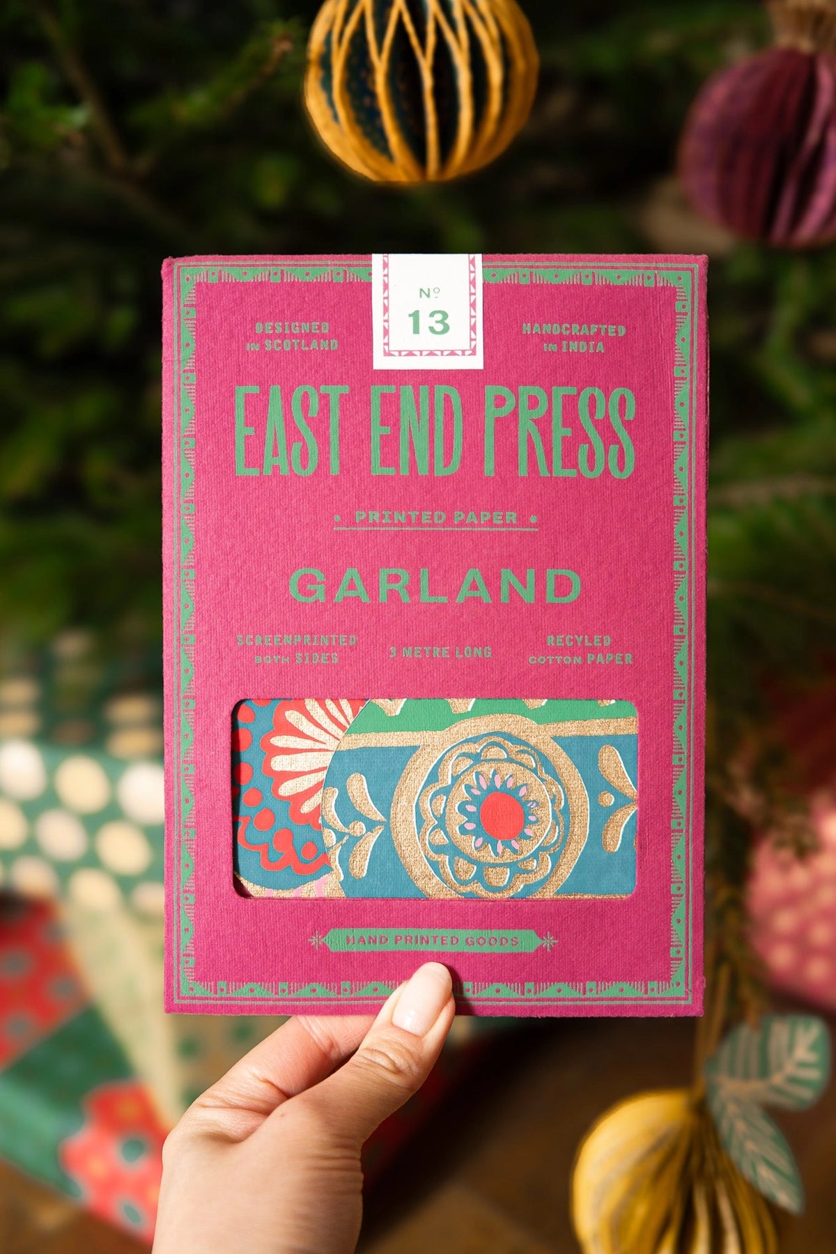 garland - recycled cotton paper - bauble ornaments by east end press