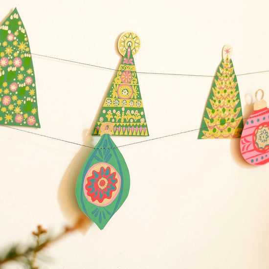 garland - recycled cotton paper - bauble ornaments by east end press