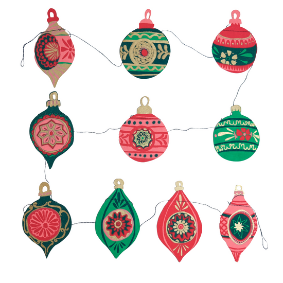 garland - recycled cotton paper - bauble ornaments by east end press