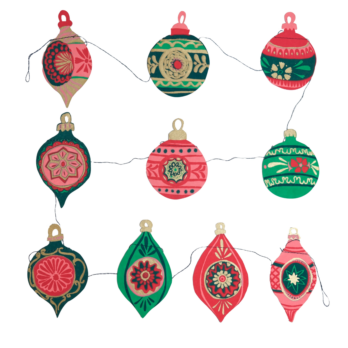 garland - recycled cotton paper - bauble ornaments by east end press