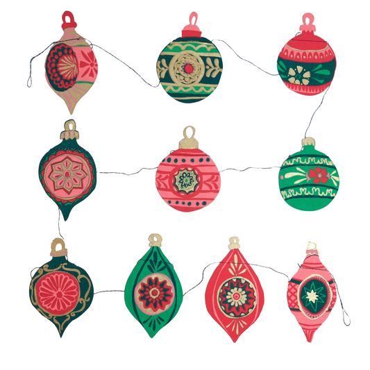 garland - recycled cotton paper - bauble ornaments by east end press