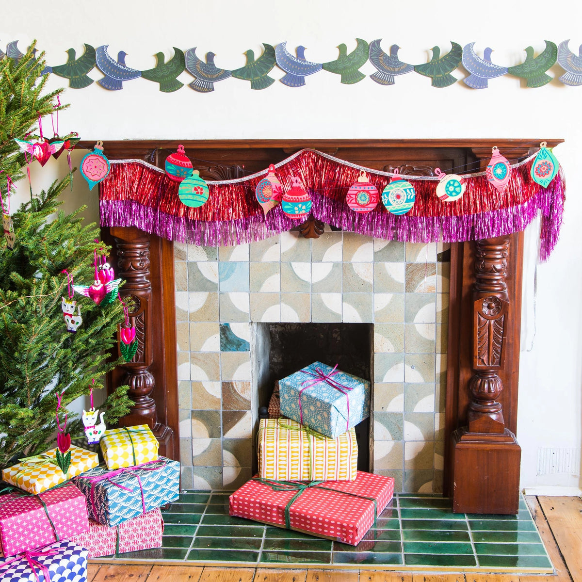 garland - recycled cotton paper - bauble ornaments by east end press