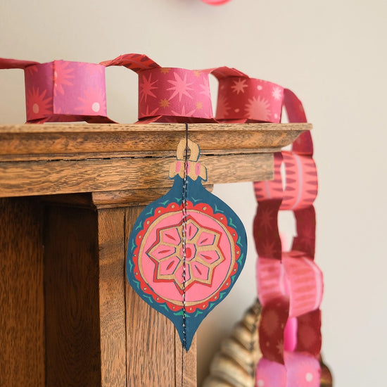 garland - recycled cotton paper - bauble ornaments by east end press