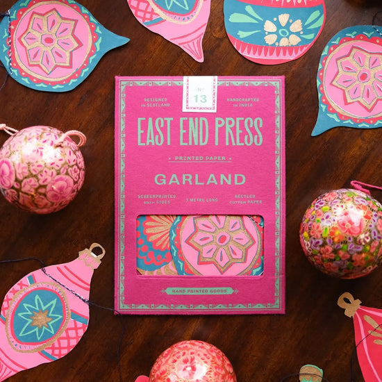 garland - recycled cotton paper - bauble ornaments by east end press