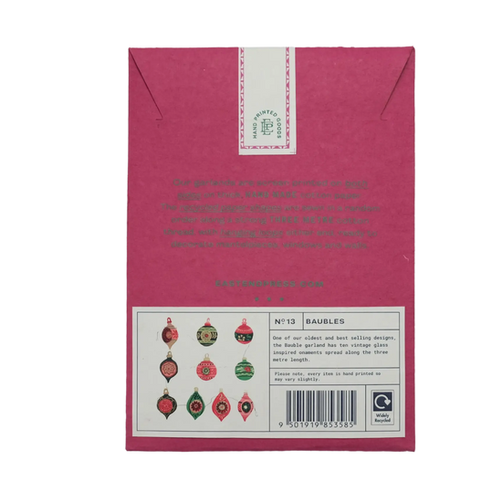 garland - recycled cotton paper - bauble ornaments by east end press
