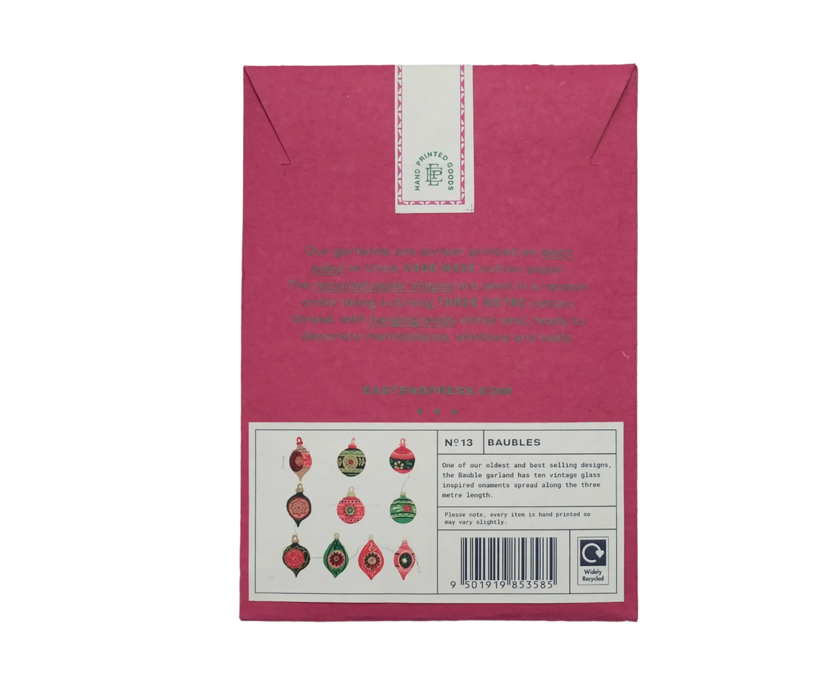garland - recycled cotton paper - bauble ornaments by east end press