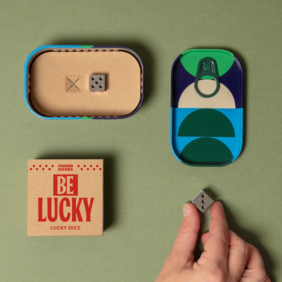 tinned goods - metal dice - be lucky by block design