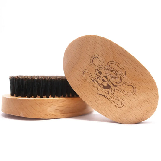 beard brush - beechwood + boar bristles by brooklyn grooming