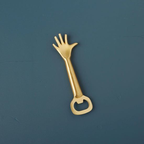 bottle opener - gold whimsical hand by be home