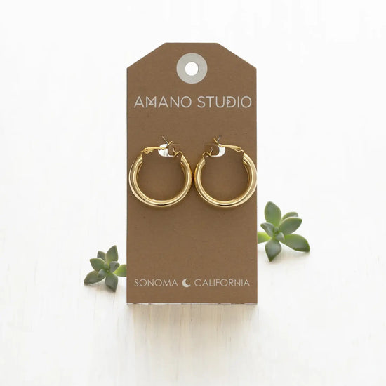 earrings - big chunky hoops - gold by amano studio