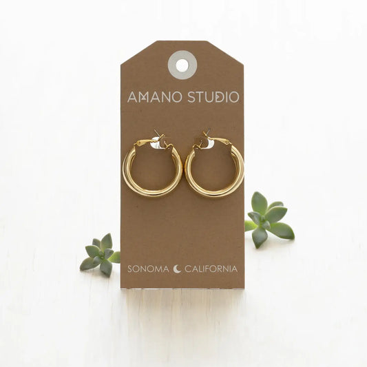 earrings - big chunky hoops - gold by amano studio