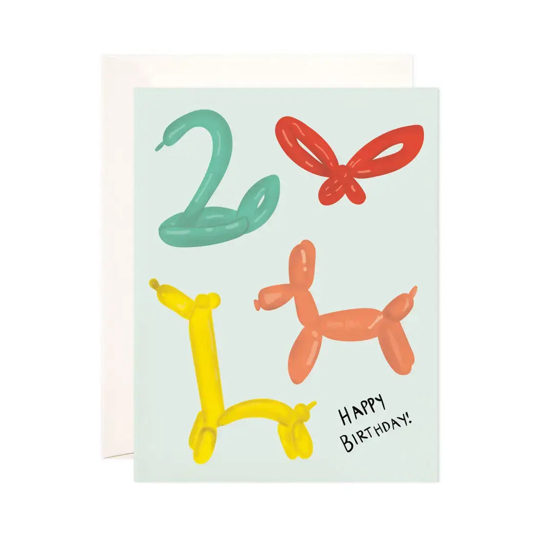 card - birthday - balloon animals by bloomwolf studio