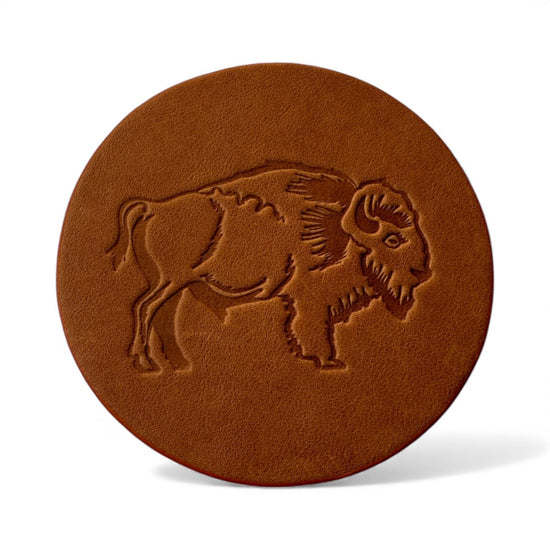 coaster - leather embossed - buffalo/bison by jimmyrockit