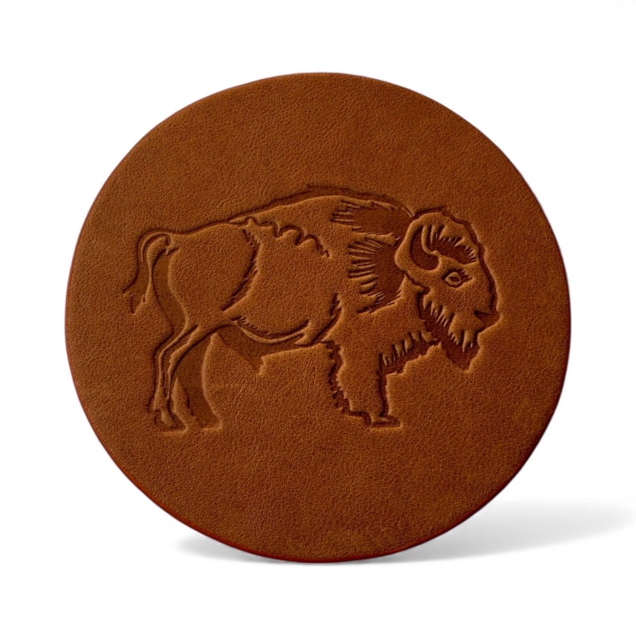 coaster - leather embossed - buffalo/bison by jimmyrockit