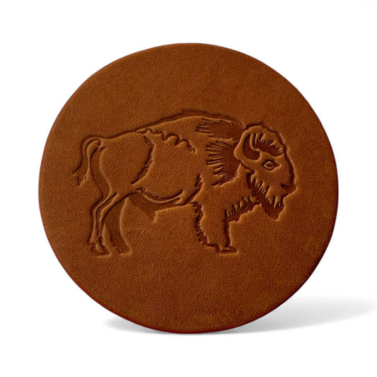 coaster - leather embossed - buffalo/bison by jimmyrockit