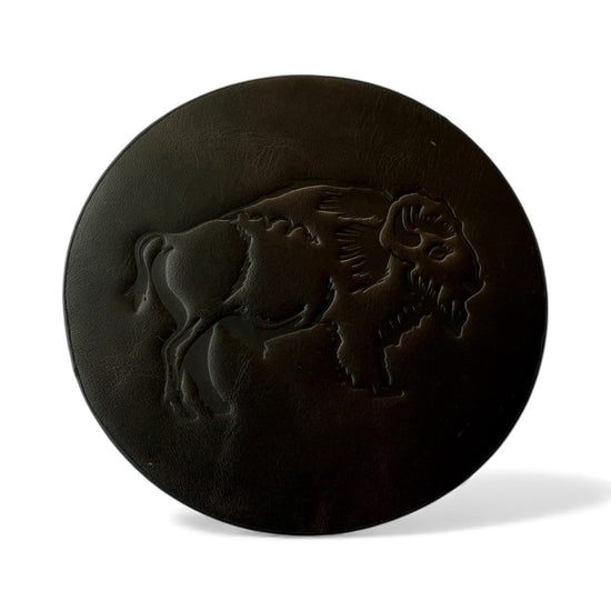 coaster - leather embossed - buffalo/bison by jimmyrockit