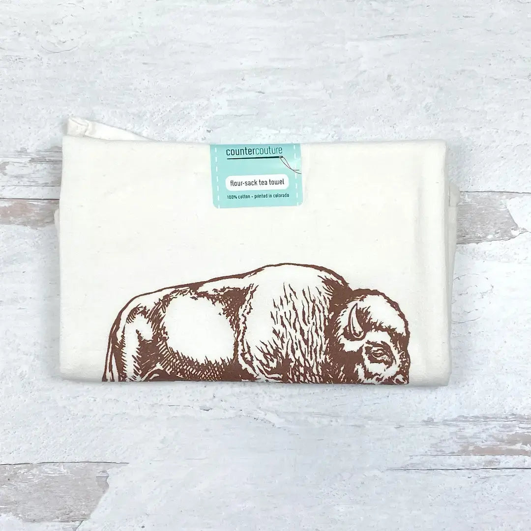 tea towel - flour sack - bison by counter couture