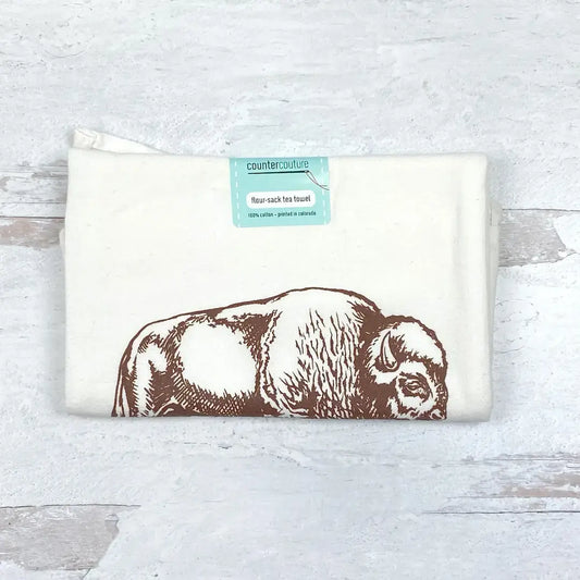 tea towel - flour sack - bison by counter couture