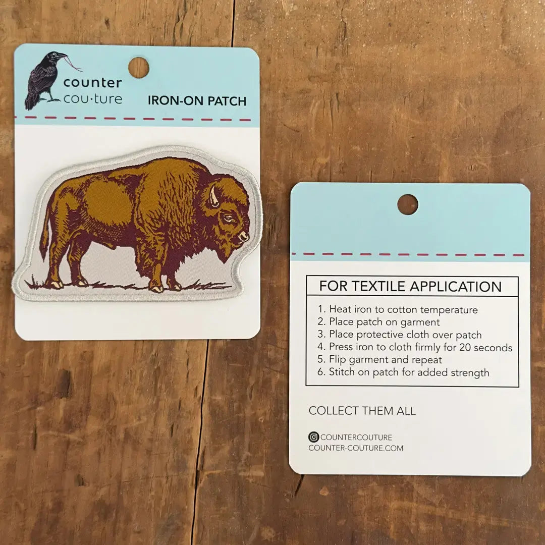 patch - iron-on woven - bison by counter couture